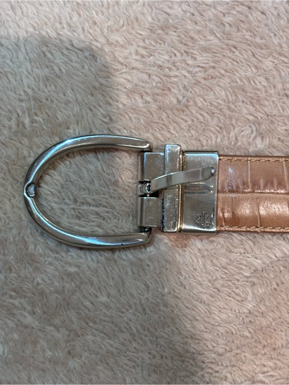 Lauren Ralph Lauren RLL Reversible Croc Embossed Belt Tan & Cream – 37”